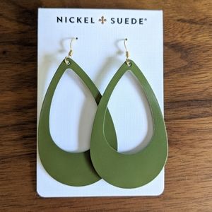 Nickel & Suede Select Olive Teardrops